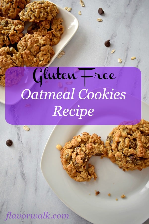 Gluten Free Oatmeal Cookies with chocolate chips and peanut butter are hard to resist. They're crunchy on the outside, chewy in the middle, and have just the right amount of sweetness!!