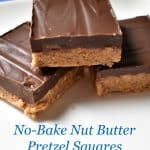 No-Bake Gluten Free Nut Butter Pretzel Squares are easy to make, need only a few ingredients, and will disappear quickly! Simple ingredient swaps make it easy to customize them to fit your taste buds. recipe at www.flavorwalk.com #glutenfree #nutbutter #pretzel #dessert #snack