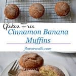 Gluten Free Cinnamon Banana Muffins have a tasty cinnamon-sugar topping. They're perfect when you want a simple breakfast treat or afternoon snack. #glutenfree #cinnamon #banana #muffins #breakfast #snack