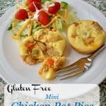Gluten Free Mini Chicken Pot Pies are quick and easy comfort food. They have the big flavor of traditional chicken pot pie, bundled in a smaller package.