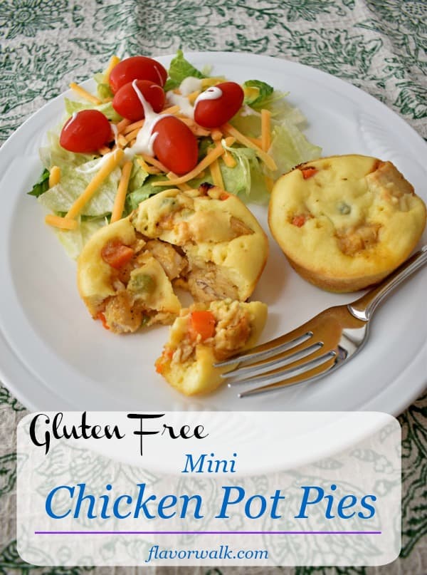 Gluten Free Mini Chicken Pot Pies are quick and easy comfort food. They have the big flavor of traditional chicken pot pie, bundled in a smaller package.