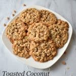 Toasted Coconut Butterscotch Oatmeal Cookies are sweet and chewy with a hint of coconut. This gluten free recipe is a new twist on an old classic. #glutenfree #coconut #butterscotch #oatmeal #cookies