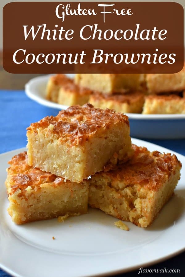 White Chocolate Coconut Brownies are the perfect blend of chewy coconut and sweet white chocolate. They're fudgy on the inside, crispy on top, and over all melt-in-your-mouth delicious! | Flavor Walk