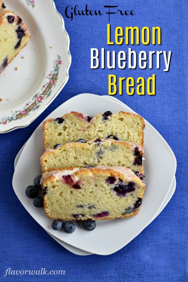 This lemon blueberry bread is moist, tender, and packed with delicious flavor. Top it with lemon glaze, and it’s irresistible! Recipe at www.flavorwalk.com #lemonbread #blueberrybread #glutenfreerecipes