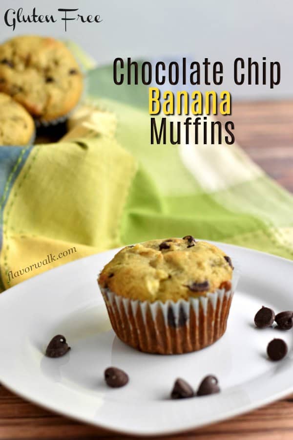 If youâ€™re a chocolate fan, these Gluten Free Chocolate Chip Banana Muffins are difficult to resist. Theyâ€™re a perfectly sweet breakfast or grab-and-go snack! #glutenfreemuffins #chocolatechipmuffins #bananamuffins