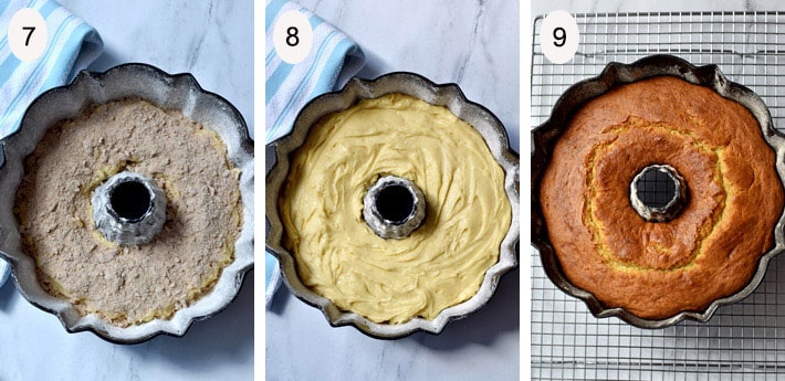 Process shots 7-9 for making Sour Cream Coffee Cake Recipe