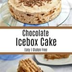 This chocolate icebox cake recipe is quick and easy to prepare. It’s a sweet and tasty no-bake dessert, that’s also gluten free. #glutenfreerecipes #no-bake #glutenfreecake