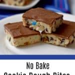 These No Bake Cookie Dough Bites are easy to make and hard to resist. You won’t be able to eat just one. They’re the perfect treat for kids and every kid-at-heart! #glutenfreerecipes #nobake #cookiedoughbites