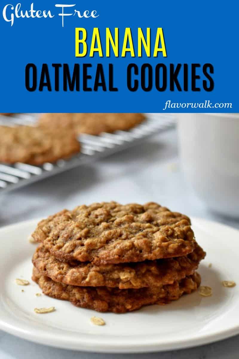 This Banana Oatmeal Cookie Recipe makes unbelievably soft, tender, and chewy cookies. The delicious banana flavor and texture from the oats is hard to resist. If you have ripe bananas waiting to be used, you have to try this recipe! #glutenfreerecipes #bananaoatmealcookies