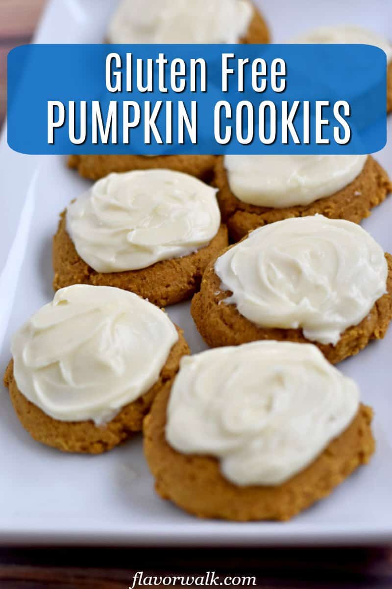 These Gluten Free Pumpkin Cookies, with cream cheese frosting, are a must-try for pumpkin fans! They’re soft, sweet, perfectly spiced, and packed with pumpkin flavor. If you want to satisfy those pumpkin cravings, look no further than this flavorful cookie recipe! #glutenfreerecipes #pumpkincookies #glutenfreecookies