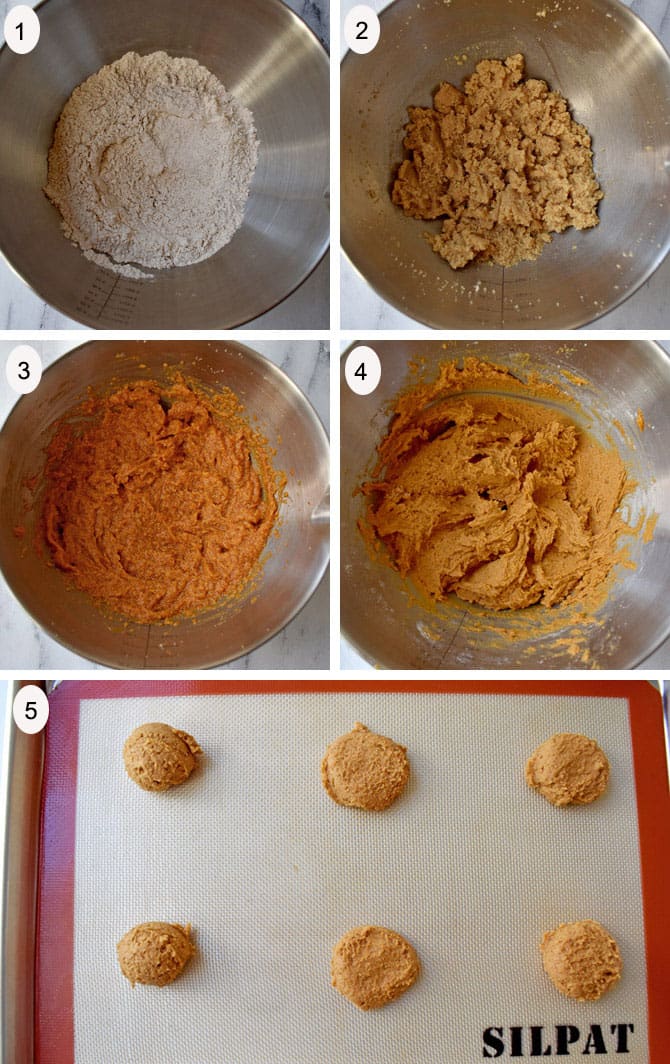 5 step process shots for make gluten free pumpkin cookies