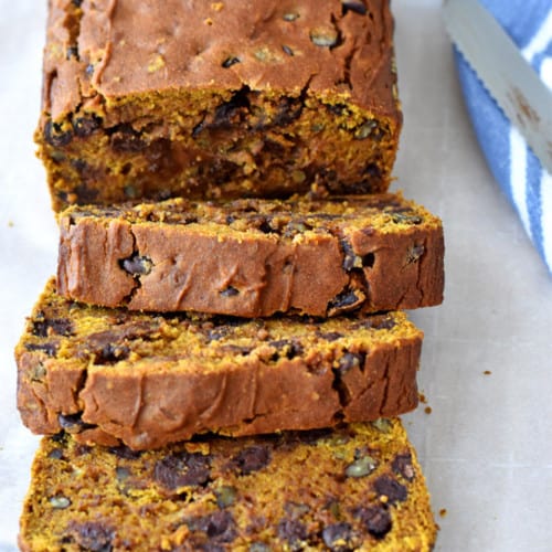 Gluten Free Chocolate Chip Pumpkin Bread - Flavor Walk