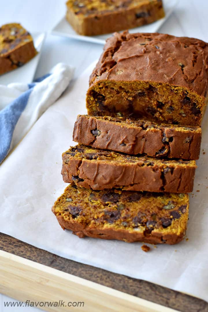 Gluten Free Chocolate Chip Pumpkin Bread - Flavor Walk