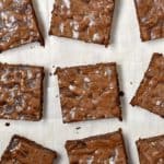 Cut brownies on parchment paper.