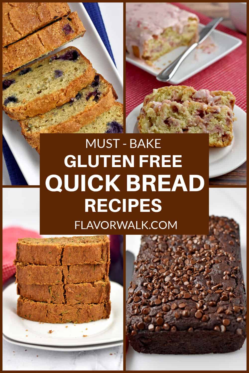 A collage of gluten free quick breads.