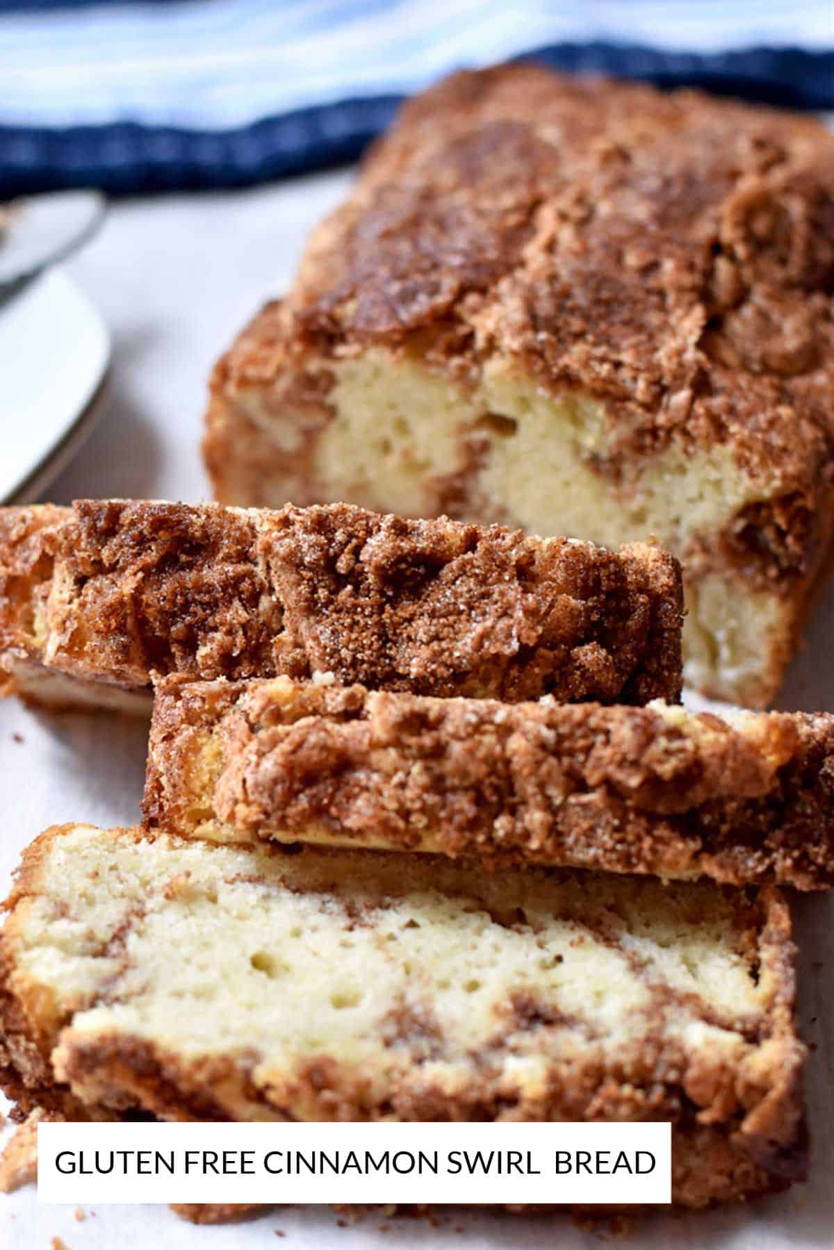 Slices of gluten free cinnamon swirl bread.